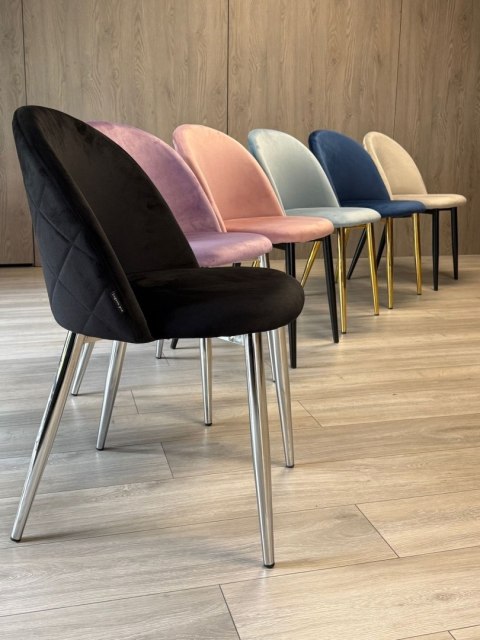 Krzesło tapicerowane GLORIA BLACK VELVET SILVER