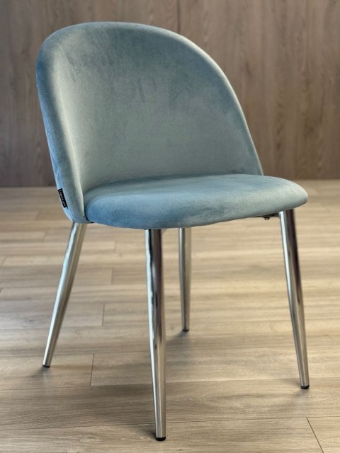 Krzesło tapicerowane GLORIA LIGHT BLUE VELVET SILVER