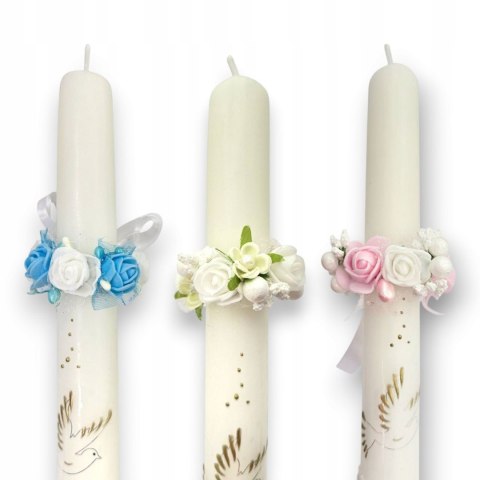 NIEBIESKA RÓŻOWA BIAŁA - DO WYBORU - DEKORACJA NA ŚWIECĘ DO CHRZTU PROFITKA