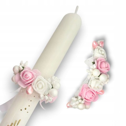NIEBIESKA RÓŻOWA BIAŁA - DO WYBORU - DEKORACJA NA ŚWIECĘ DO CHRZTU PROFITKA