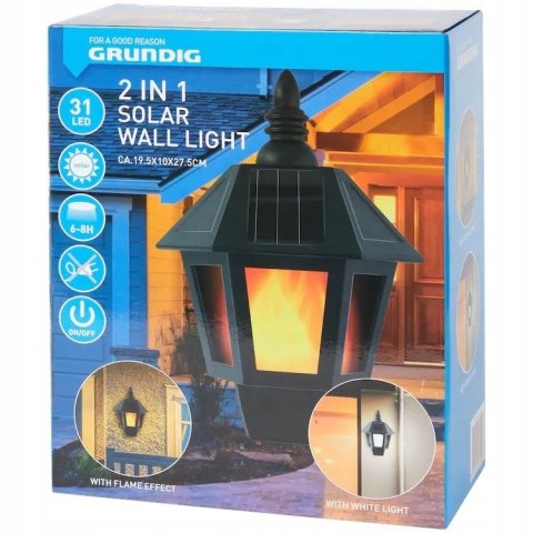 ELEWACYJNA ŚCIENNA LAMPA SOLARNA WISZĄCA LAMPION LATARNIA EFEKT PŁOMIENIA