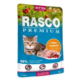 RASCO Premium kitten indyk z zurawina fileciki w sosie 85g saszetka dla kota (1703-13032)