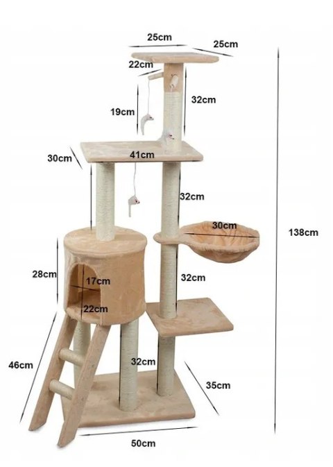 Drapak dla kota - drzewko 138cm szary