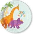 Talerzyki papierowe, Wielokolorowe, DINO PARTY, 20 cm, 8 szt.