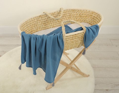 Muślinowy kocyk dla niemowląt z chwostami - brudny niebieski