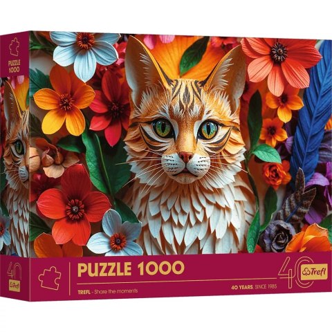 Puzzle z efektem 3D 1000 elementów 40-lecie Trefl - Kot 40040 Puzzle z efektem 3D 1000 elementów 40-lecie Trefl - Kot 40040