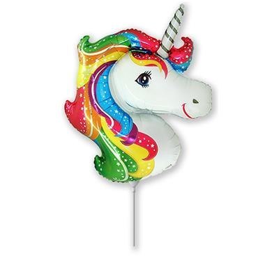 Balon foliowy Jednorożec Unicorn na patyk, 35 cm Balon foliowy Jednorożec Unicorn na patyk, 35 cm