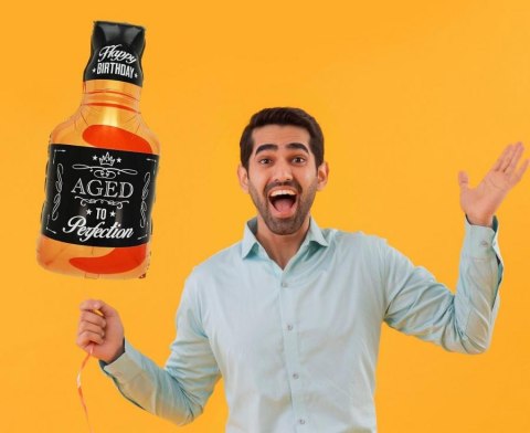 Balon foliowy urodzinowy, Butelka Whisky, 86x44cm Balon foliowy urodzinowy, Butelka Whisky, 86x44cm
