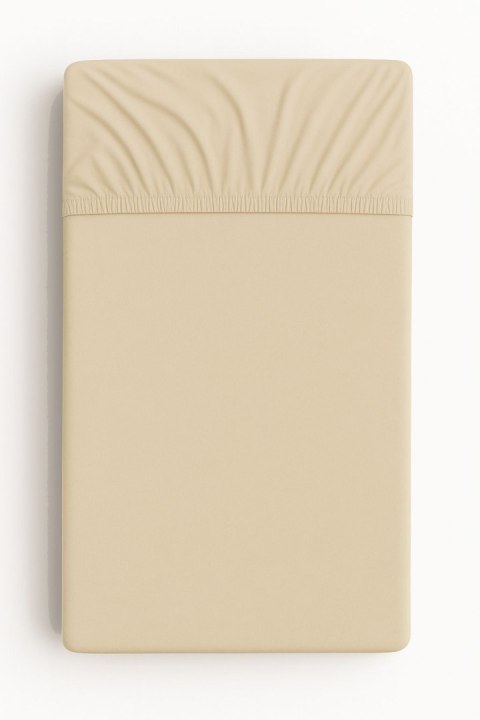 Prześcieradło bawełniane z gumką do łóżeczka 120x60 cm - beżowe