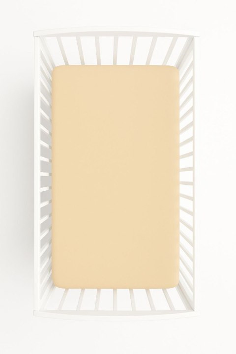 Prześcieradło bawełniane z gumką do łóżeczka 120x60 cm - beżowe