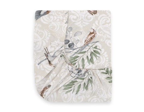 Prześcieradło bawełniane z gumką do łóżeczka 120x60 cm - brown birds