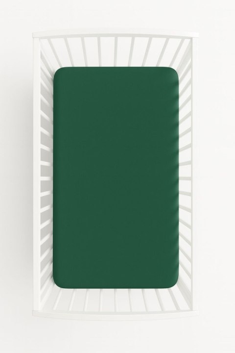 Prześcieradło bawełniane z gumką do łóżeczka 120x60 cm - butelkowa zieleń