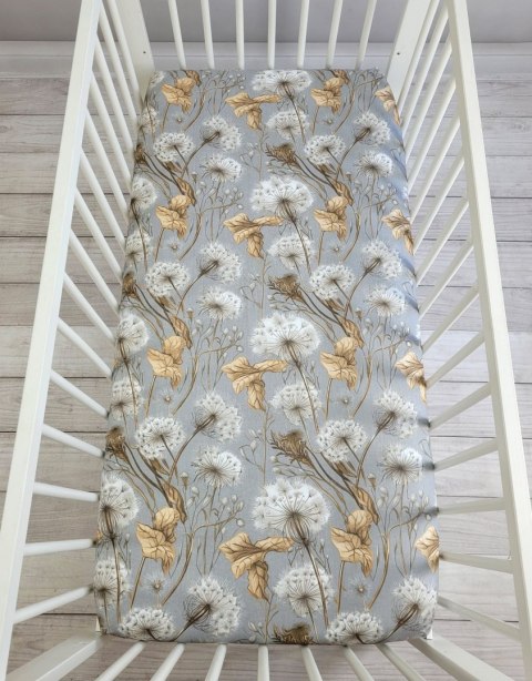 Prześcieradło bawełniane z gumką do łóżeczka 120x60 cm - dmuchawce