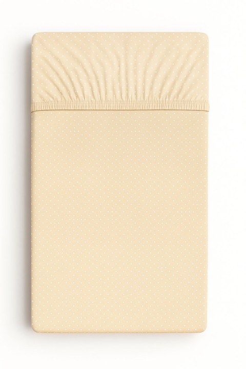 Prześcieradło bawełniane z gumką do łóżeczka 120x60 cm - groszki na beżu