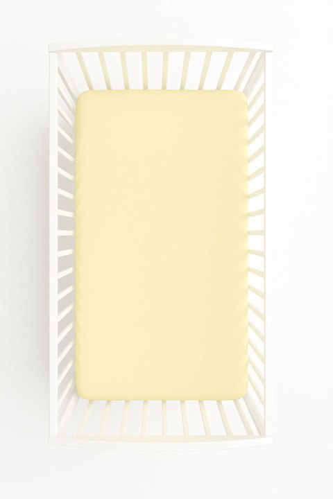 Prześcieradło bawełniane z gumką do łóżeczka 120x60 cm - kremowe