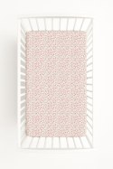 Prześcieradło bawełniane z gumką do łóżeczka 120x60 cm - łączka różowa