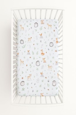 Prześcieradło bawełniane z gumką do łóżeczka 120x60 cm - leśna delikatność