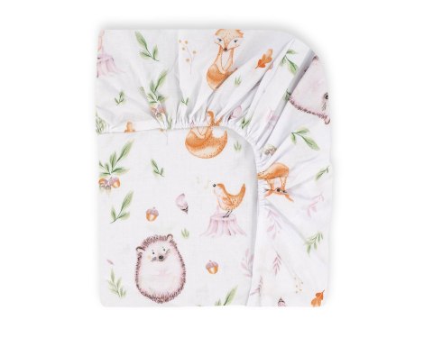 Prześcieradło bawełniane z gumką do łóżeczka 120x60 cm - leśna delikatność