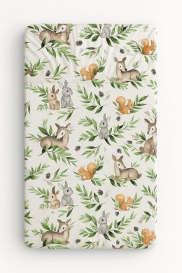 Prześcieradło bawełniane z gumką do łóżeczka 120x60 cm - woodland green