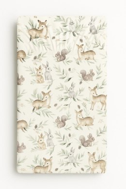 Prześcieradło bawełniane z gumką do łóżeczka 120x60 cm - woodland olive