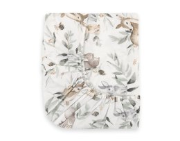 Prześcieradło bawełniane z gumką do łóżeczka 120x60 cm - woodland olive