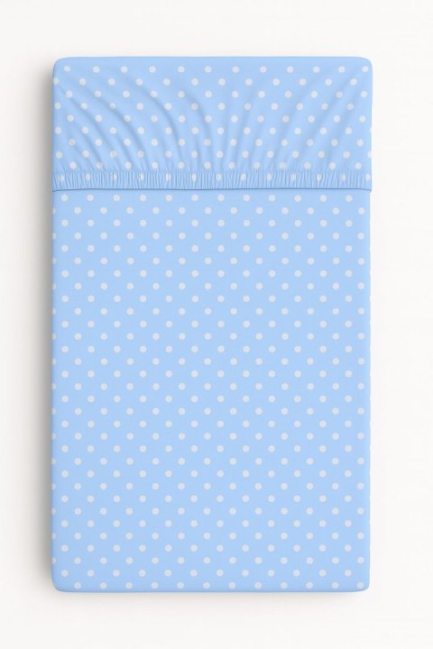 Prześcieradło bawełniane z gumką do łóżeczka 140x70 cm - groszki na błękicie