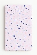 Prześcieradło bawełniane z gumką do łóżeczka 140x70 cm - gwiazdki granatowo-różowe na białym tle
