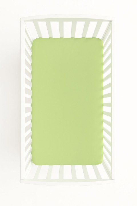 Prześcieradło bawełniane z gumką do łóżeczka 140x70 cm - zielone