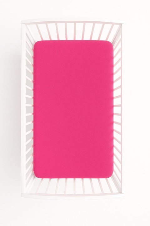 Prześcieradło frotte z gumką do łóżeczka 120x60cm - fuksja