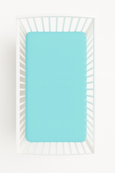 Prześcieradło jersey bawełna z gumką do łóżeczka 120x60cm - miętowe