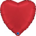 Balon Foliowy - Czerwone Serce 46 cm, Satynowe Rubinowe Grabo