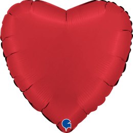 Balon Foliowy - Czerwone Serce 46 cm, Satynowe Rubinowe Grabo