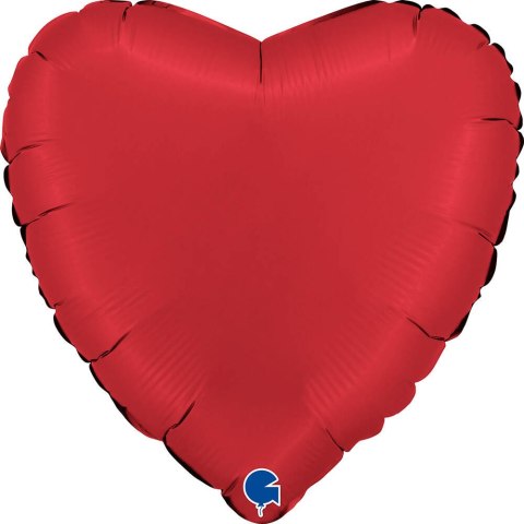 Balon Foliowy - Czerwone Serce 46 cm, Satynowe Rubinowe Grabo