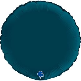 Balon Foliowy - Okrągły Satynowy Niebieski Morski 46 cm, Grabo