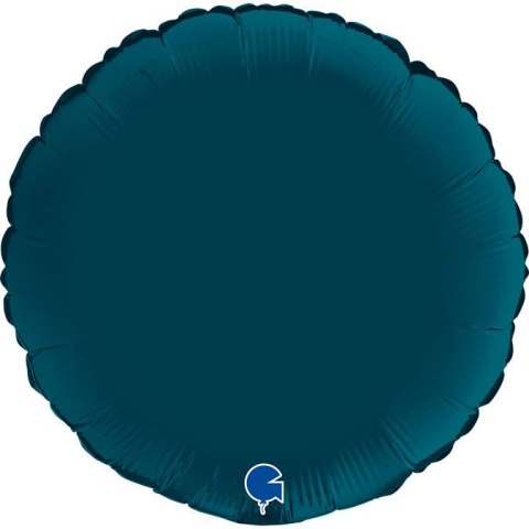 Balon Foliowy - Okrągły Satynowy Niebieski Morski 46 cm, Grabo Balon Foliowy - Okrągły Satynowy Niebieski Morski 46 cm, Grabo