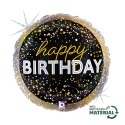 Balon foliowy urodzinowy, Czarny 46cm, Metallic Birthday Party
