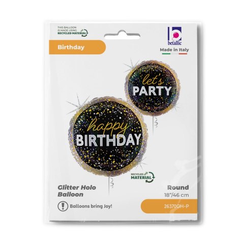Balon foliowy urodzinowy, Czarny 46cm, Metallic Birthday Party Balon foliowy urodzinowy, Czarny 46cm, Metallic Birthday Party