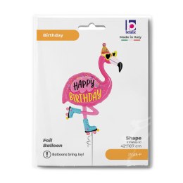 Balon foliowy urodzinowy Flaming Happy Birthday, Różowy, 106cm