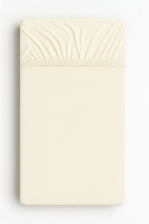 Prześcieradło jersey bawełna z gumką do łóżeczka 140x70cm - kremowe