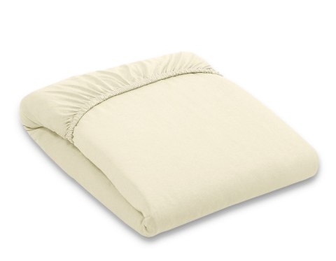 Prześcieradło jersey bawełna z gumką do łóżeczka 140x70cm - kremowe