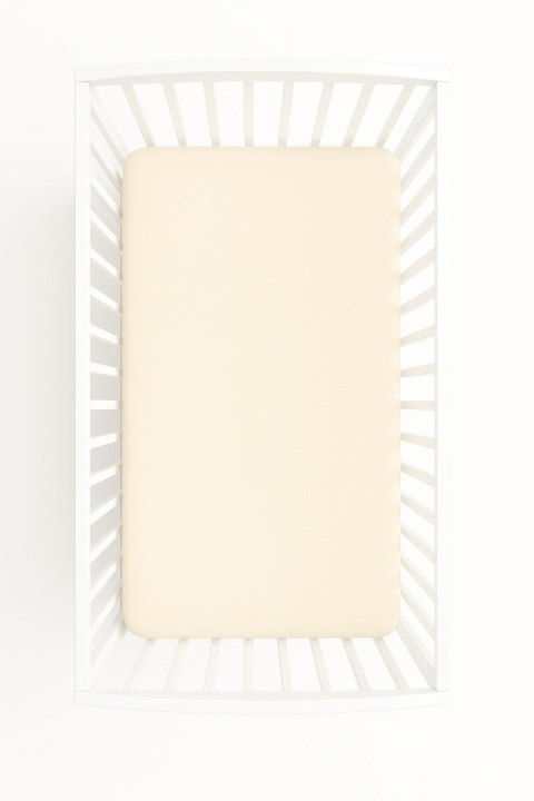 Prześcieradło jersey bawełna z gumką do łóżeczka 140x70cm - kremowe