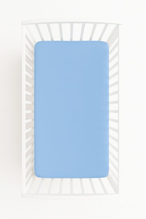 Prześcieradło jersey bawełna z gumką do łóżeczka 140x70cm - niebieskie