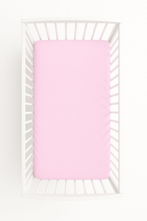 Prześcieradło jersey bawełna z gumką do łóżeczka 140x70cm - różowe