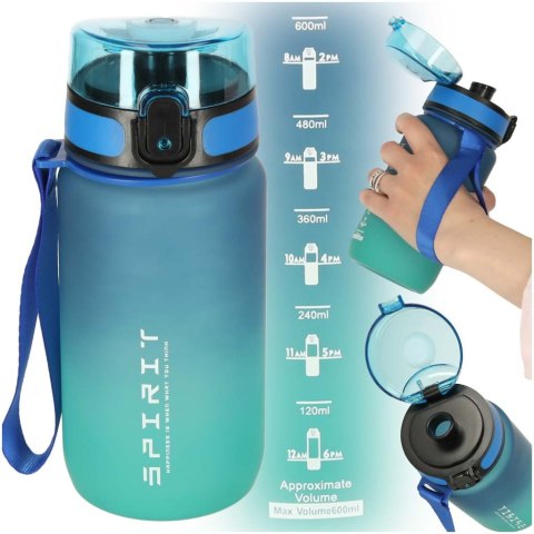 Butelka na wodę bidon z ustnikiem sportowy 600ml niebiesko-zielony Butelka na wodę bidon z ustnikiem sportowy 600ml niebiesko-zielony