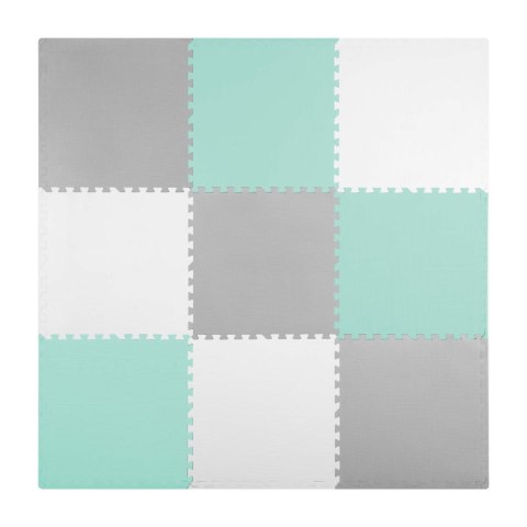 Duża mata piankowa puzzle Ricokids 180x180cm 9 szt szaro-turkusowa
