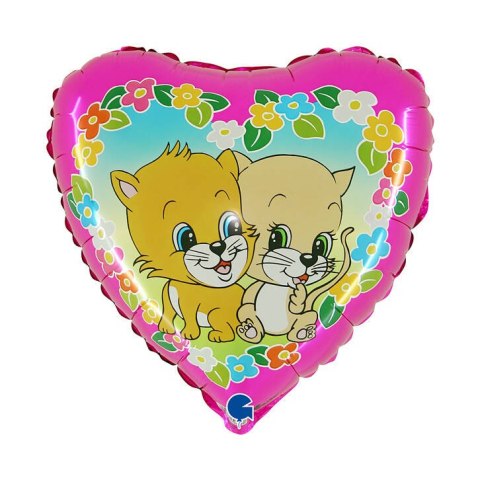 Balon Foliowy kotki, Serce, 46 cm, Grabo Balon Foliowy kotki, Serce, 46 cm, Grabo