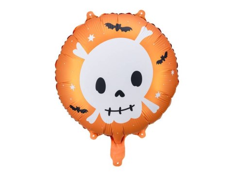 Balon foliowy czaszka, halloween, pomarańczowy, 45 cm, Balon foliowy czaszka, halloween, pomarańczowy, 45 cm,