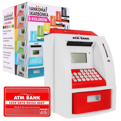 Bankomat skarbonka dla dzieci 3+ czerwony Interaktywne funkcje + Karta bankomatowa Bankomat skarbonka dla dzieci 3+ czerwony Interaktywne funkcje + Karta bankomatowa
