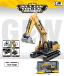 Koparka GLW dla dzieci 3+ Metalowa Ruchoma Łyżka + Obrotowa Kabina + Ruchome Ramię + Ruchome Gąsienice