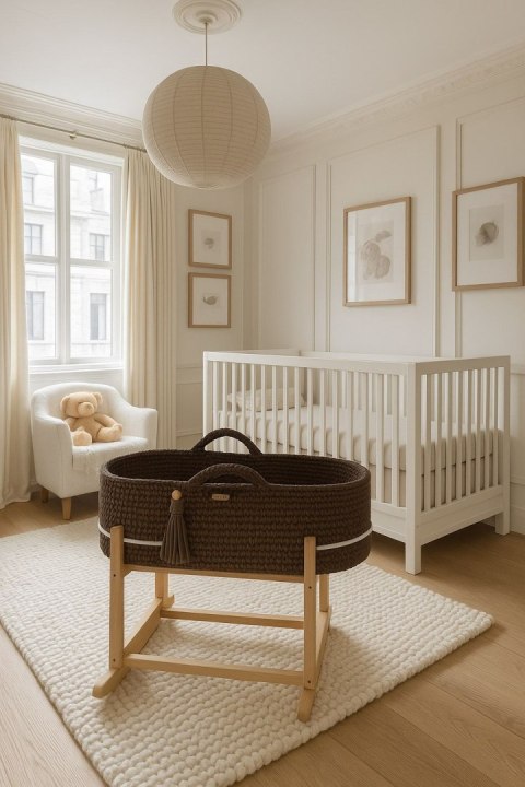 Kosz Mojżesza BOHO Handmade z kołyską - mocca